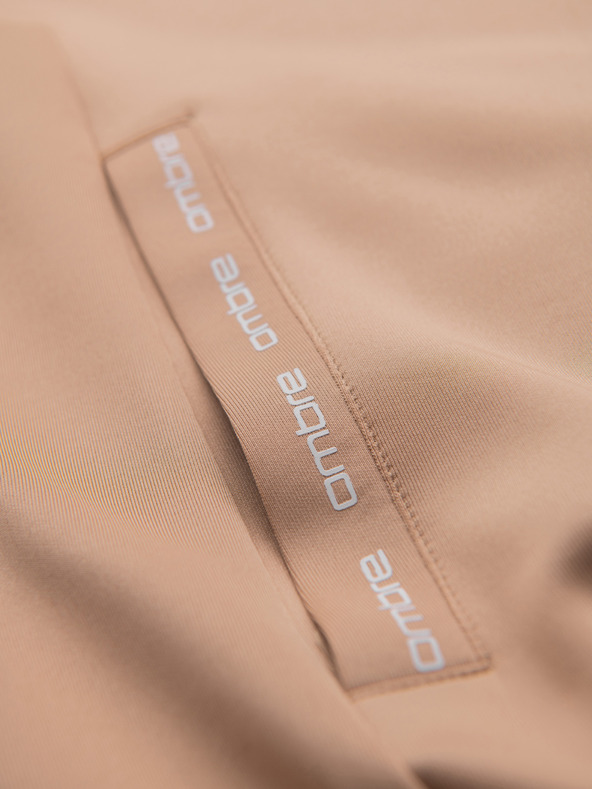 Ombre Clothing Pánska mikina s kapucňou bez gombíkov a lemovaním - béžová V4 B1717 Ombre Clothing