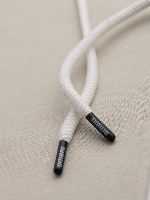 Ombre Clothing Pánska bavlnená mikina BASIC s kapucňou - svetlě béžová V1 OM-SSBZ-0272 Ombre Clothing