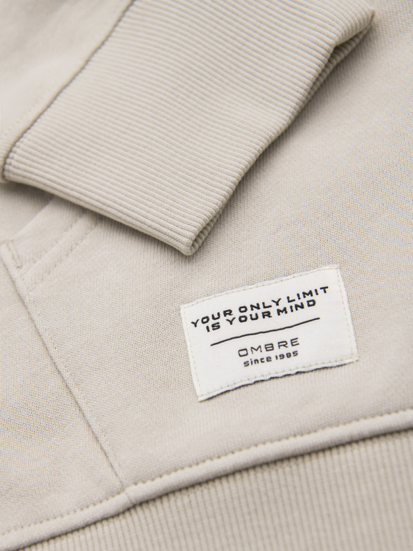 Ombre Clothing Pánska bavlnená mikina BASIC s kapucňou - svetlě béžová V1 OM-SSBZ-0272 Ombre Clothing