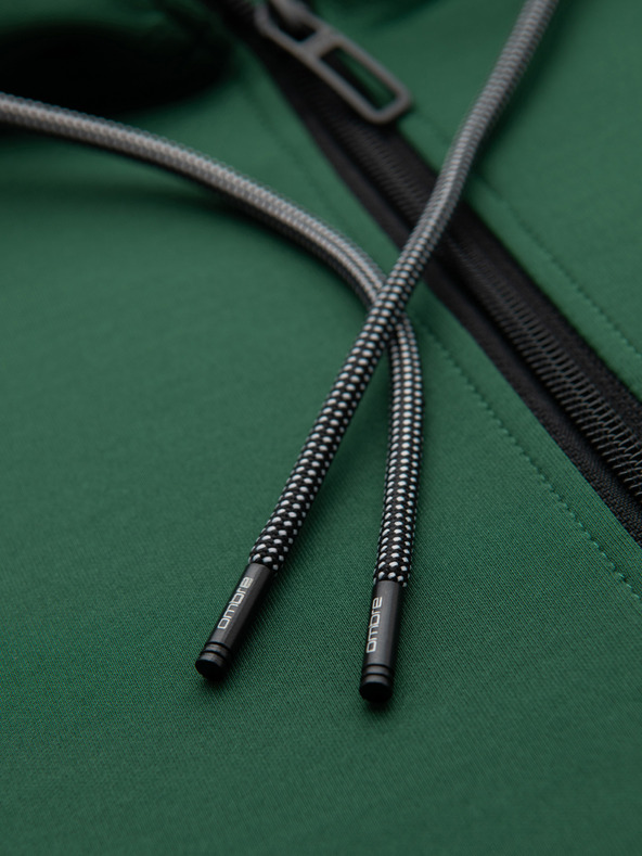 Ombre Clothing Pánska rozopínacia mikina s kapucňou a lemovaním - tmavě zelená V7 B1717 Ombre Clothing