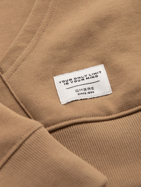 Ombre Clothing Pánska bavlnená klokanová mikina BASIC s kapucňou - hnedá Ombre Clothing