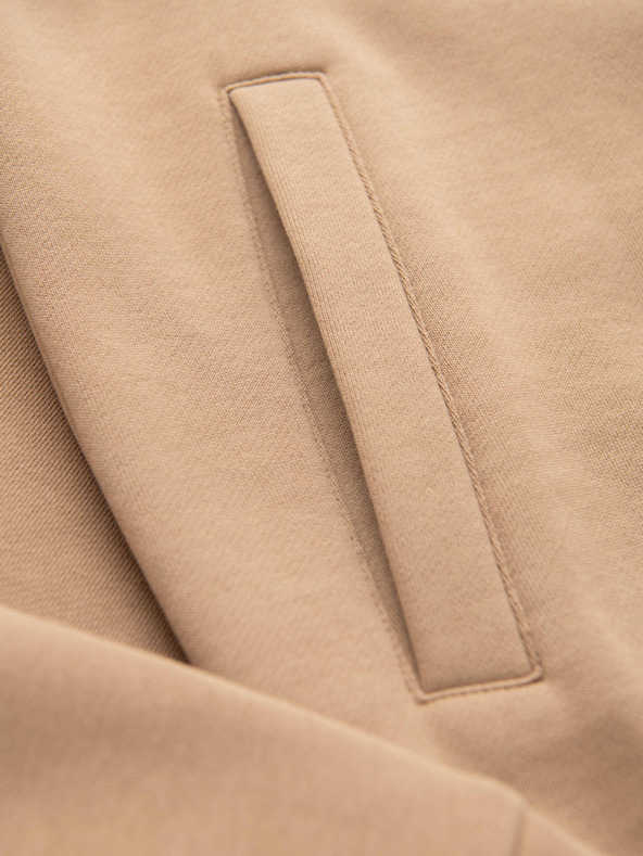 Ombre Clothing Pánska mikina na zips s kontrastným lemovaním a vysokým límcom - hnedá V1 B1715 Ombre Clothing