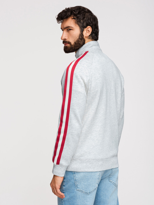 Ombre Clothing Pánska mikina s vysokým límcom a pruhmi - sivá melánž V1 B1718 Ombre Clothing