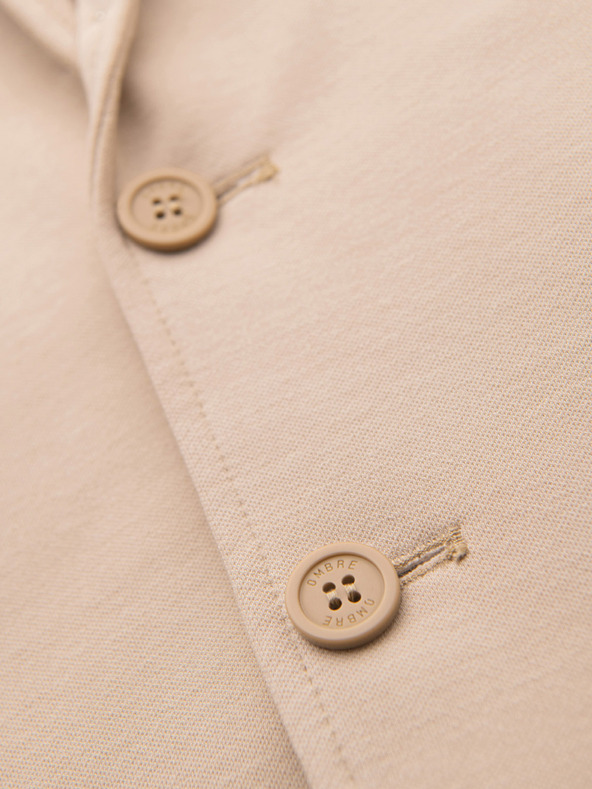 Ombre Clothing Pánske pletené sako slim fit strihu s jemnou štruktúrou - béžové V5 M165 Ombre Clothing