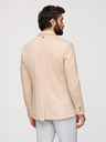 Ombre Clothing Pánske pletené sako slim fit strihu s jemnou štruktúrou - béžové V5 M165 Ombre Clothing