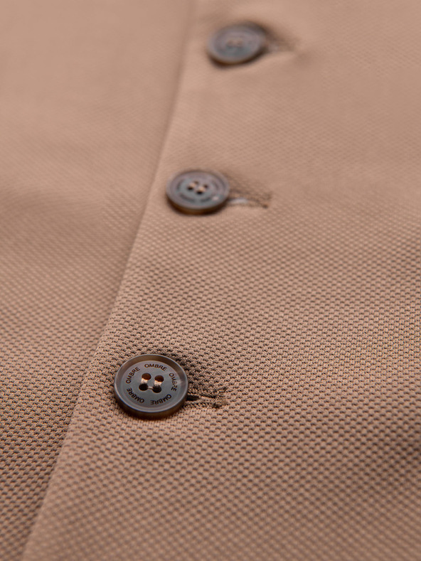 Ombre Clothing Pánska elegantná vesta s klopami - hnedá V1 V66 Ombre Clothing