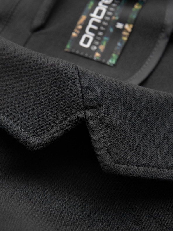 Ombre Clothing Pánske pletené sako úzkeho strihu s jemnou štruktúrou - grafitové V1 M165 Ombre Clothing