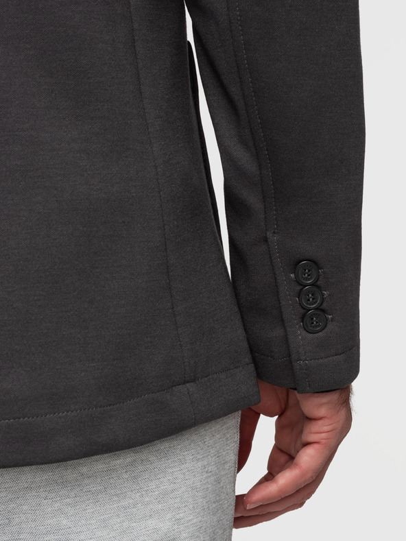 Ombre Clothing Pánske pletené sako úzkeho strihu s jemnou štruktúrou - grafitové V1 M165 Ombre Clothing