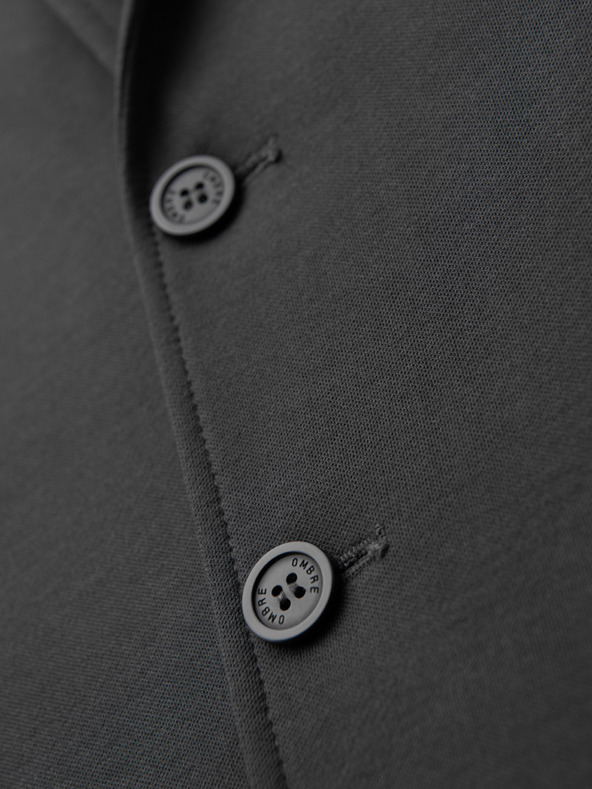 Ombre Clothing Pánske pletené sako úzkeho strihu s jemnou štruktúrou - grafitové V1 M165 Ombre Clothing