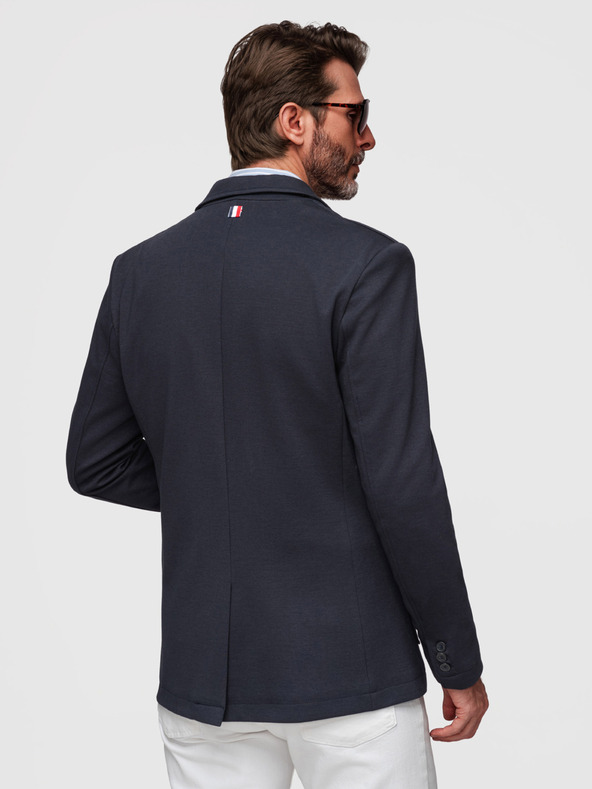 Ombre Clothing Pánske pletené sako slim fit strihu s jemnou textúrou - tmavě modré V3 M165 Ombre Clothing