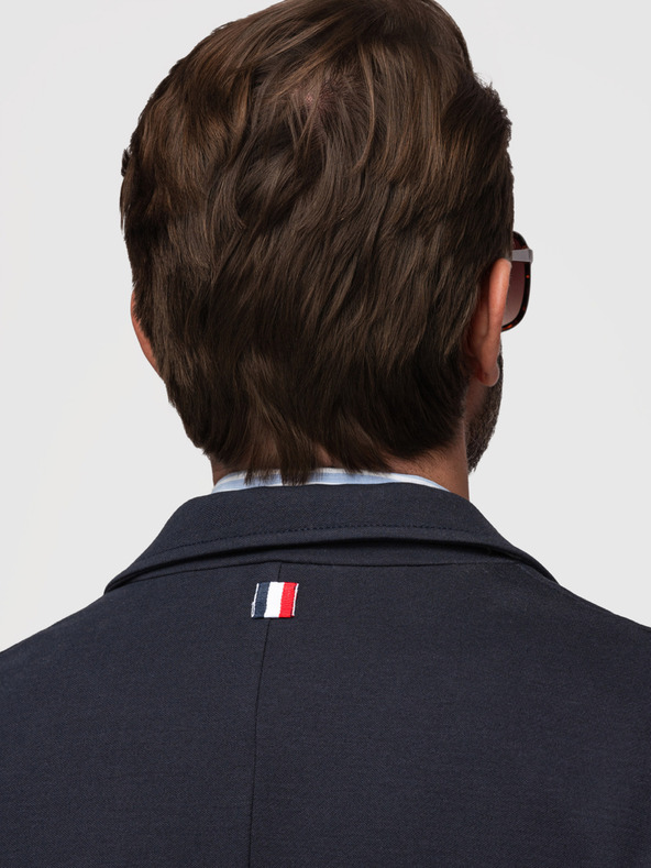 Ombre Clothing Pánske pletené sako slim fit strihu s jemnou textúrou - tmavě modré V3 M165 Ombre Clothing