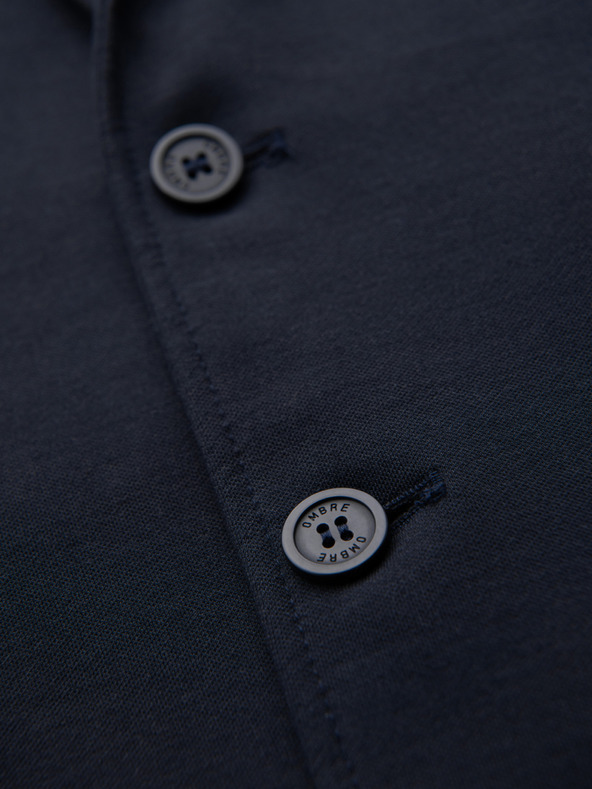 Ombre Clothing Pánske pletené sako slim fit strihu s jemnou textúrou - tmavě modré V3 M165 Ombre Clothing