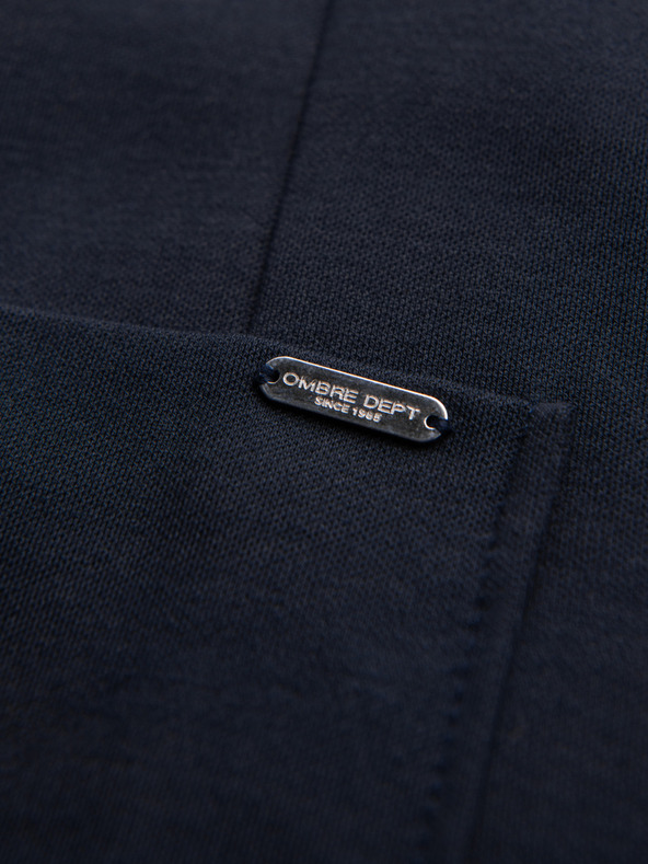 Ombre Clothing Pánske pletené sako slim fit strihu s jemnou textúrou - tmavě modré V3 M165 Ombre Clothing