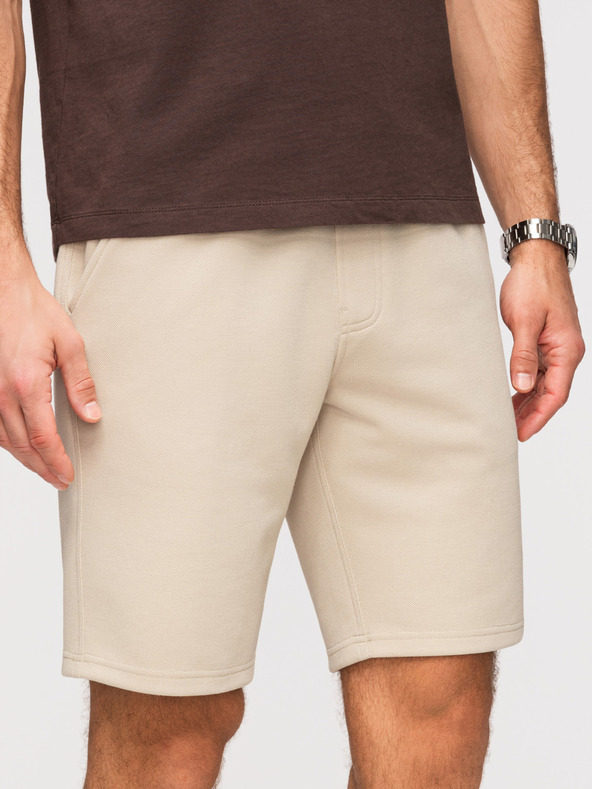 Ombre Clothing Pánske štruktúrované šortky REGULAR FIT - béžové V1 OM-SRSK-0124 Ombre Clothing