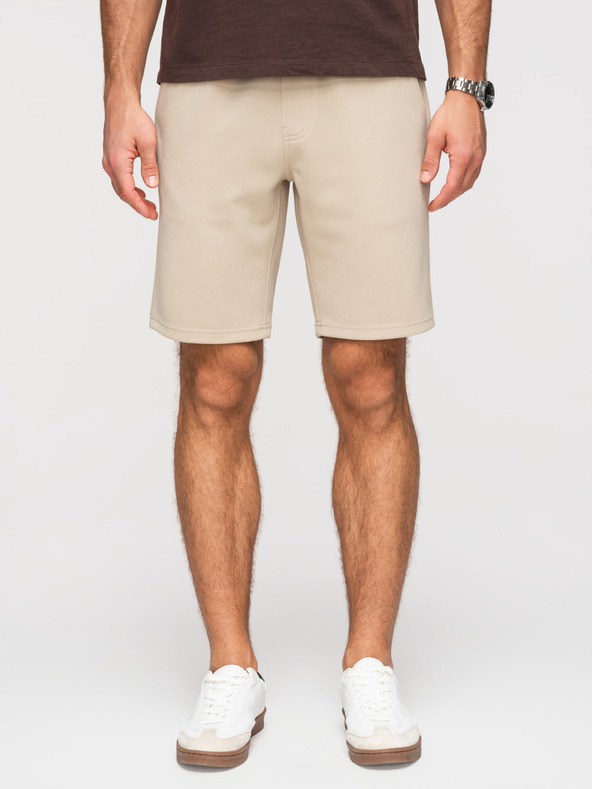 Ombre Clothing Pánske štruktúrované šortky REGULAR FIT - béžové V1 OM-SRSK-0124 Ombre Clothing