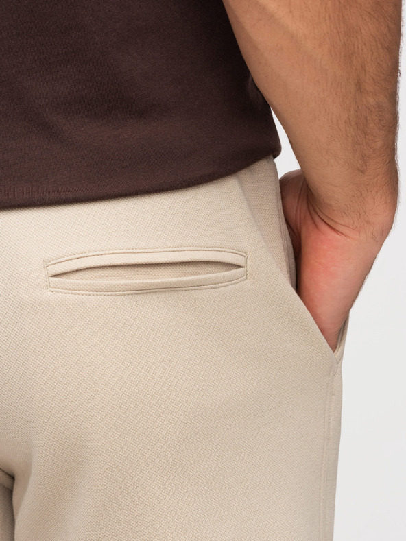 Ombre Clothing Pánske štruktúrované šortky REGULAR FIT - béžové V1 OM-SRSK-0124 Ombre Clothing