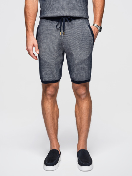 Ombre Clothing Pánske pletené šortky s nastaviteľným pásom - tmavo modré V3 OM-SRCS-0202 Ombre Clothing