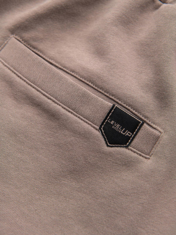 Ombre Clothing Pánske šortky REGULAR FIT z francúzskeho froté úpletu - tmavo béžové V2 OM-SRSK-0196 Ombre Clothing