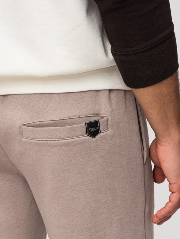 Ombre Clothing Pánske šortky REGULAR FIT z francúzskeho froté úpletu - tmavo béžové V2 OM-SRSK-0196 Ombre Clothing