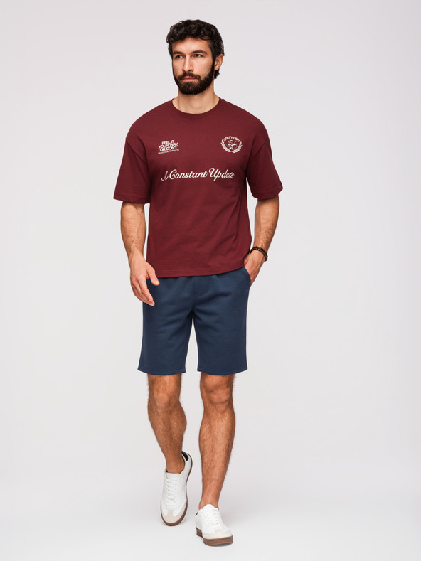 Ombre Clothing Pánske štruktúrované šortky REGULAR FIT - tmavo modré V3 OM-SRSK-0124 Ombre Clothing