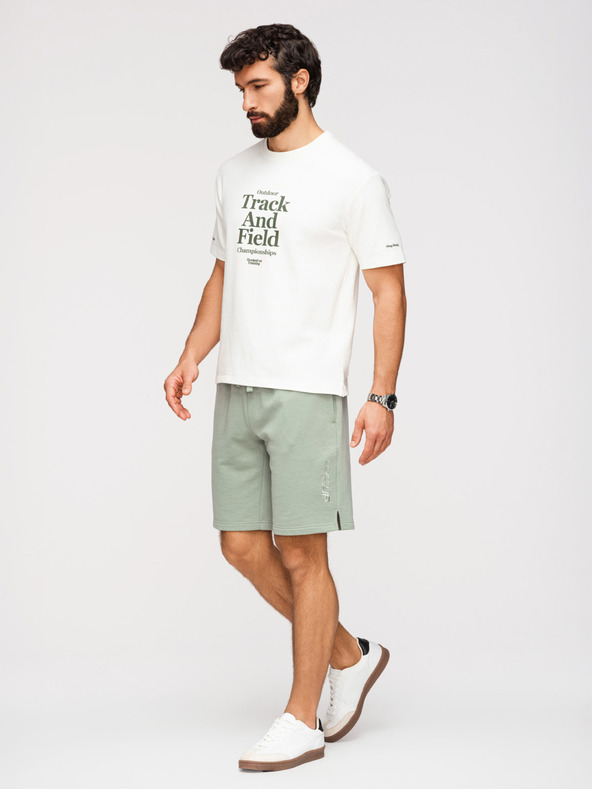 Ombre Clothing Pánske šortky REGULAR FIT z francúzskeho froté úpletu - pastelovo zelené V3 OM-SRSK-0196 Ombre Clothing