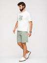Ombre Clothing Pánske šortky REGULAR FIT z francúzskeho froté úpletu - pastelovo zelené V3 OM-SRSK-0196 Ombre Clothing