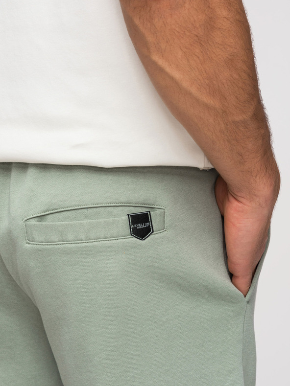 Ombre Clothing Pánske šortky REGULAR FIT z francúzskeho froté úpletu - pastelovo zelené V3 OM-SRSK-0196 Ombre Clothing