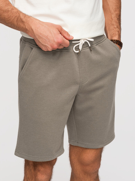 Ombre Clothing Pánske štruktúrované šortky REGULAR FIT - khaki V4 OM-SRSK-0124 Ombre Clothing