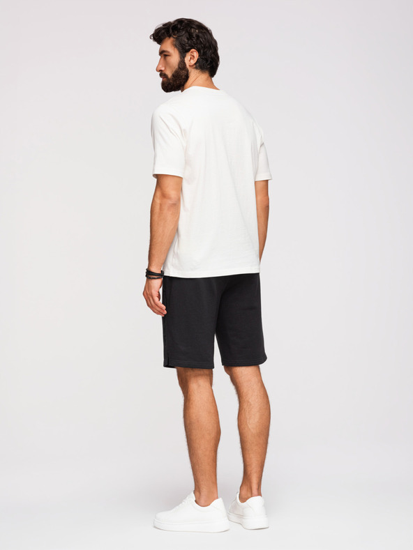 Ombre Clothing Pánske šortky REGULAR FIT z francúzskeho froté úpletu - čierne V4 OM-SRSK-0196 Ombre Clothing