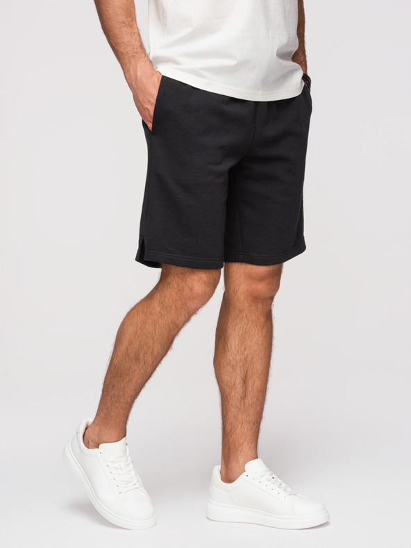 Ombre Clothing Pánske šortky REGULAR FIT z francúzskeho froté úpletu - čierne V4 OM-SRSK-0196 Ombre Clothing
