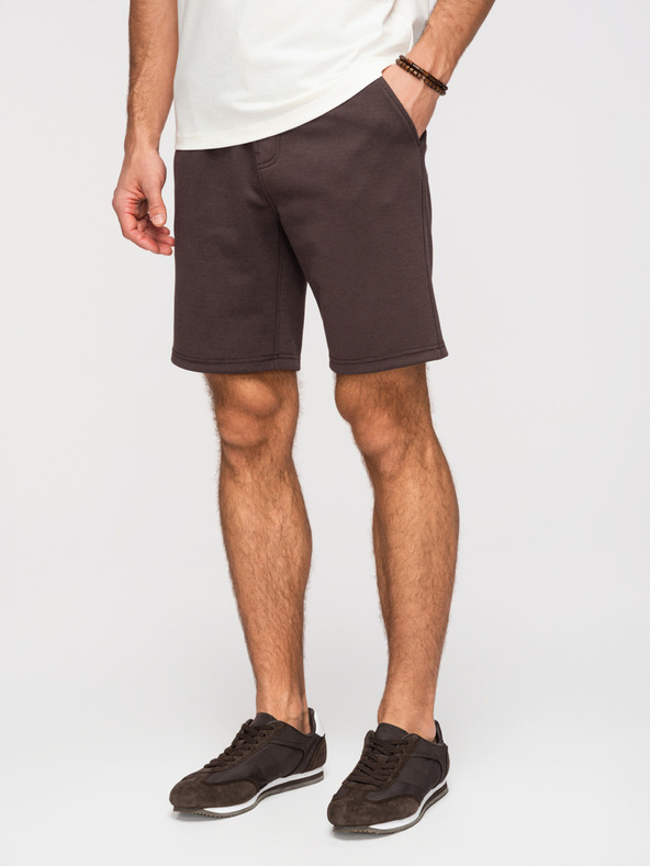 Ombre Clothing Pánske štruktúrované šortky REGULAR FIT - hnedé V5 OM-SRSK-0124 Ombre Clothing