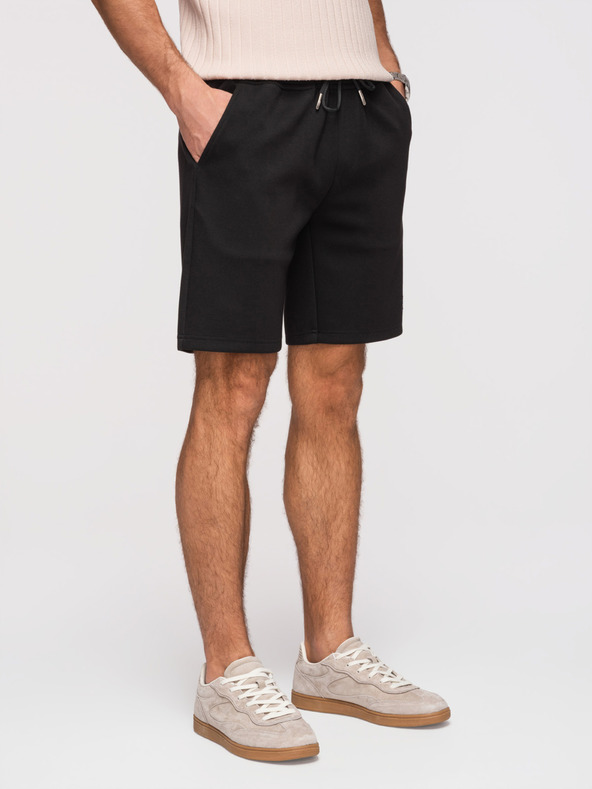 Ombre Clothing Pánske šortky REGULAR FIT z hladkého úpletu - čierne V1 OM-SRBC-0153 Ombre Clothing