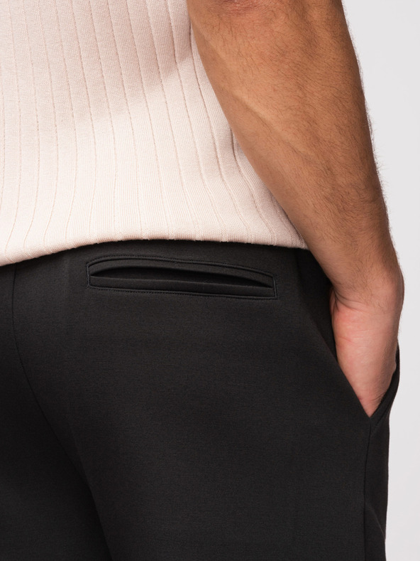 Ombre Clothing Pánske šortky REGULAR FIT z hladkého úpletu - čierne V1 OM-SRBC-0153 Ombre Clothing