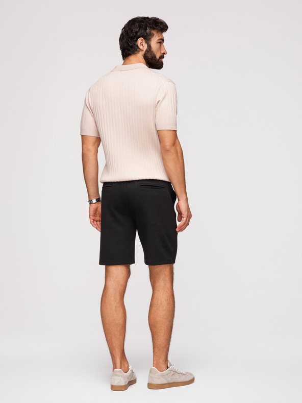Ombre Clothing Pánske šortky REGULAR FIT z hladkého úpletu - čierne V1 OM-SRBC-0153 Ombre Clothing
