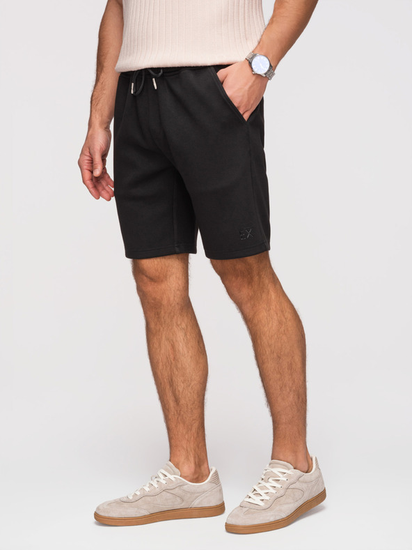 Ombre Clothing Pánske šortky REGULAR FIT z hladkého úpletu - čierne V1 OM-SRBC-0153 Ombre Clothing