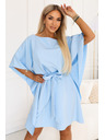 numoco SOFIA Šaty typu motýlik so viazaním v páse - svetlo modré