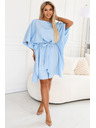 numoco SOFIA Šaty typu motýlik so viazaním v páse - svetlo modré