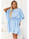 numoco SOFIA Šaty typu motýlik so viazaním v páse - svetlo modré