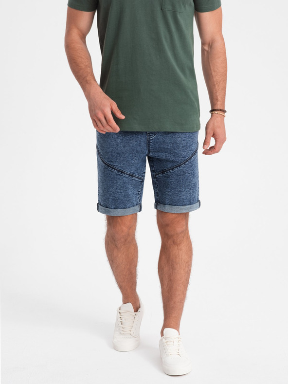 Ombre Clothing Tmavomodré pánske džínsové šortky Ombre Clothing W361