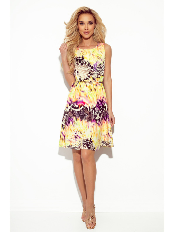 numoco Lichotivé šaty so žltou leopardou potlačou Numoco VICTORIA
