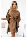 numoco SOFIA Motýlikové šaty so zaväzovaním v páse - cappuccino
