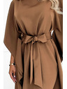 numoco SOFIA Motýlikové šaty so zaväzovaním v páse - cappuccino