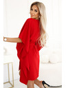 numoco SOFIA Motýlie šaty s kravatou v páse - červené