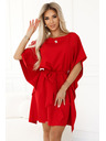 numoco SOFIA Motýlie šaty s kravatou v páse - červené