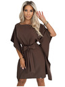 numoco SOFIA Motýlikové šaty so zaväzovaním v páse - čokoládová farba