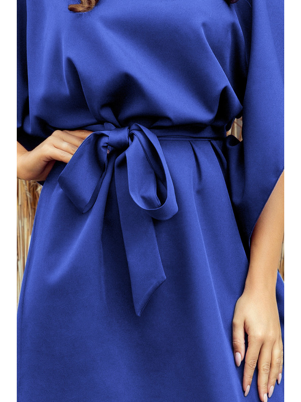 numoco SOFIA Motýlikové šaty so zaväzovaním v páse - modré