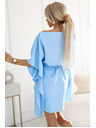 numoco SOFIA Motýlikové šaty s kravatou v páse - pastelovo modrá