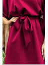 numoco SOFIA Motýlikové šaty so zaväzovaním v páse - Vínovej farby