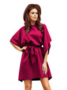 numoco SOFIA Motýlikové šaty so zaväzovaním v páse - Vínovej farby