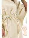 numoco SOFIA Motýlikové šaty so zaväzovaním v páse - béžové